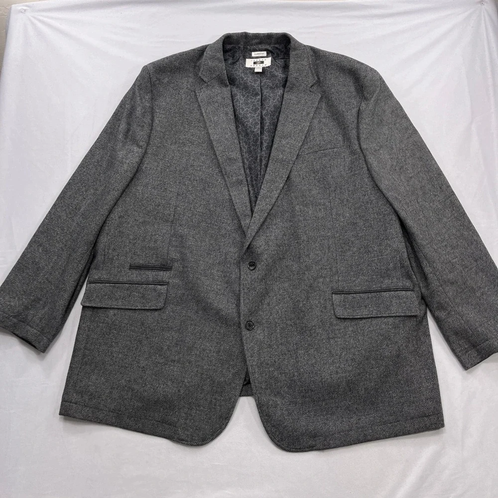 Joseph Abboud Sport Coat Classic Fit Wool Blend Herringbone Grey Mens 3X